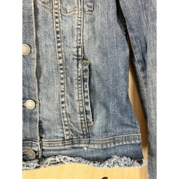 Articles Of Society Distressed Denim Jacket Size Small Raw Hem Blue Jean - Picture 5 of 15